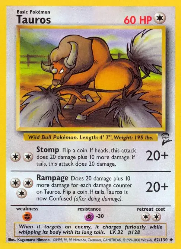 Tauros - Pokemon Base Set 2 #62