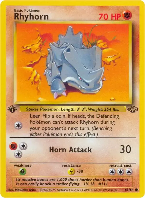 Rhyhorn [1st Edition] - Pokemon Jungle #61