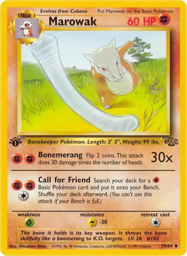 marowak pokemon card 1995 - 073/142 [1FF] Call for Friend Marowak [1st Edition] - Pokemon
