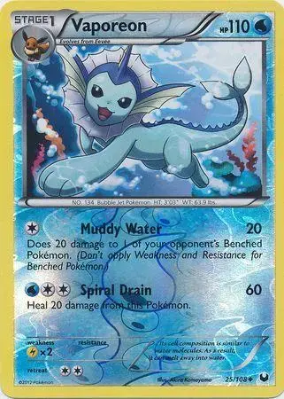 Vaporeon [Reverse Holo] - Pokemon Dark Explorers #25