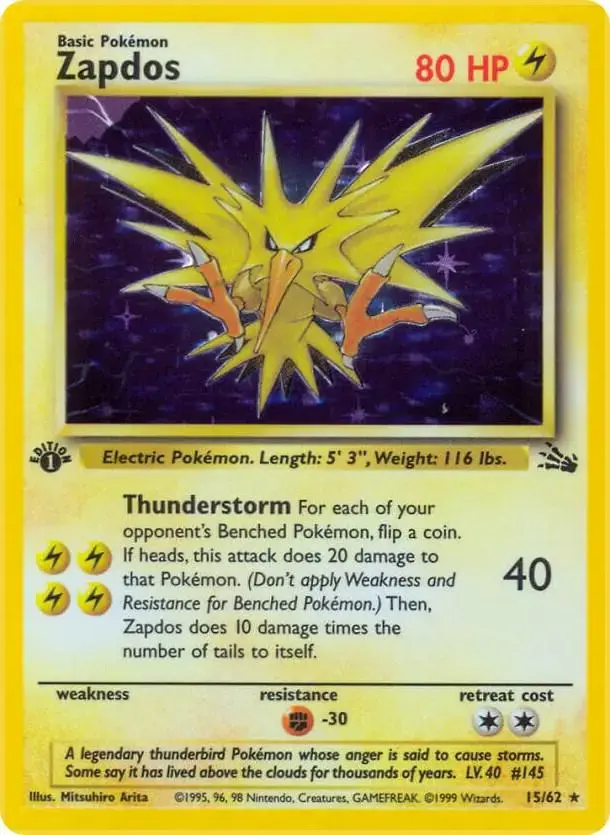 Zapdos [1st Edition] - Pokemon Fossil #15