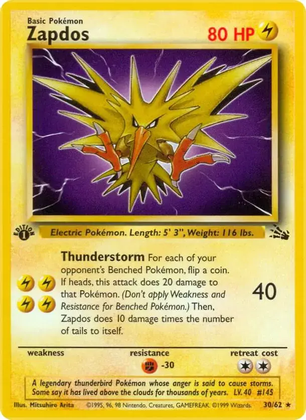 Zapdos [1st Edition] - Pokemon Fossil #30