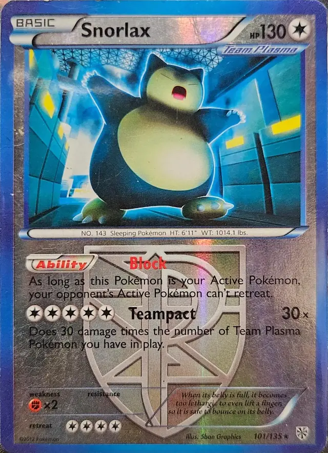 Snorlax [Reverse Holo] - Pokemon Plasma Storm #101