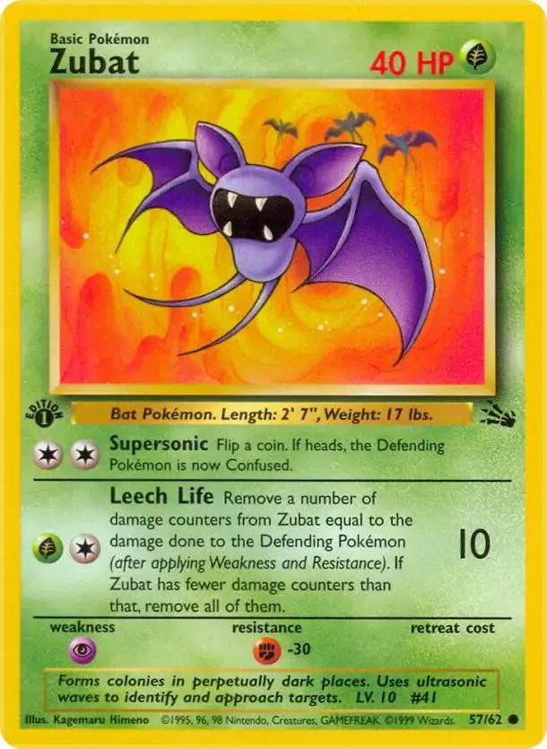 Zubat [1st Edition] - Pokemon Fossil #57