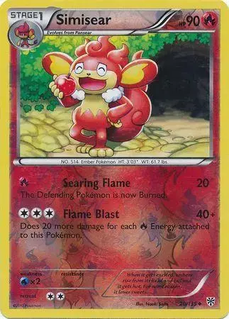 Simisear [Reverse Holo] - Pokemon Plasma Storm #20