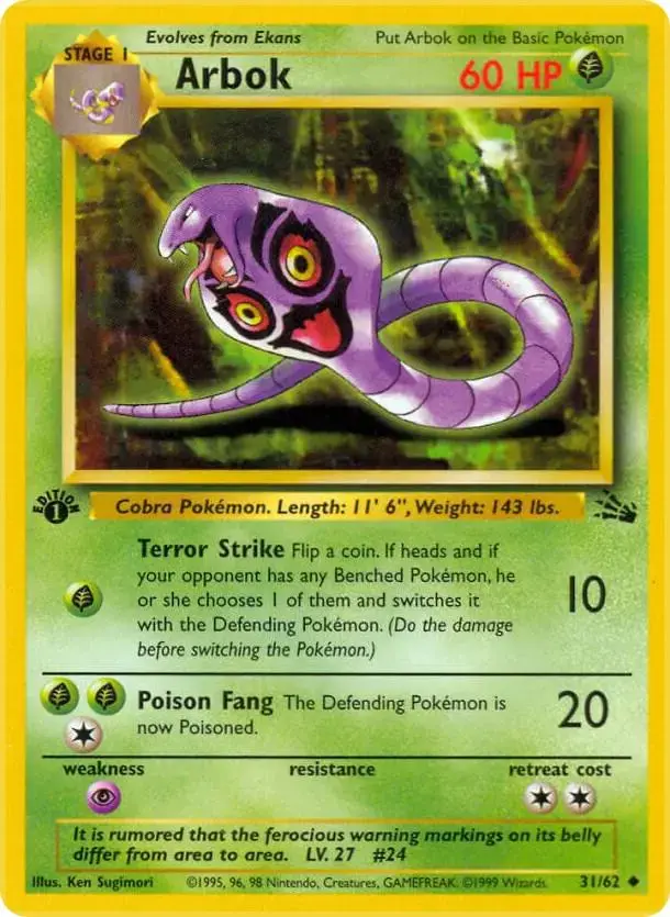 Arbok [1st Edition] - Pokemon Fossil #31