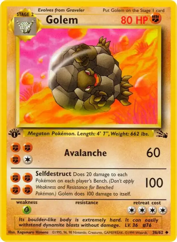 Golem [1st Edition] - Pokemon Fossil #36