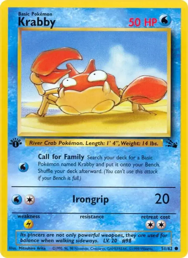 Krabby [1st Edition] - Pokemon Fossil #51