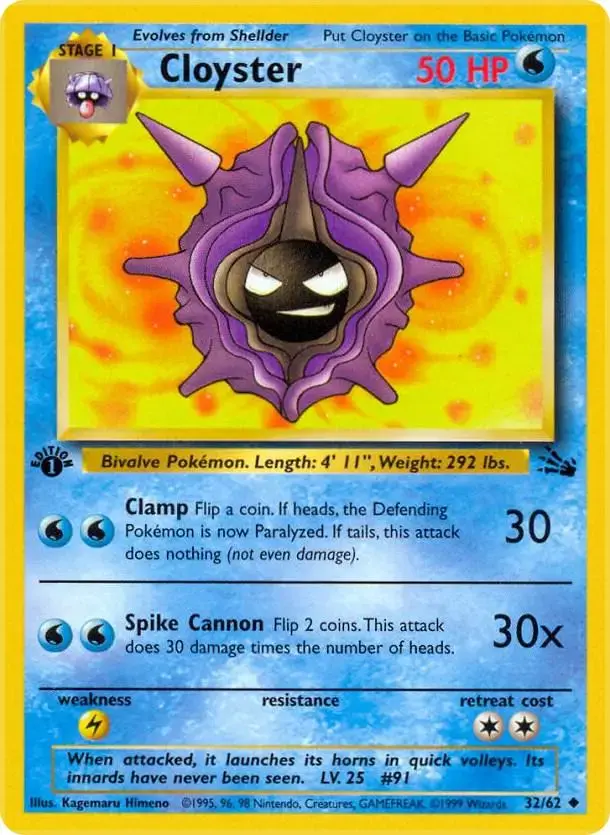 Cloyster [1st Edition] - Pokemon Fossil #32