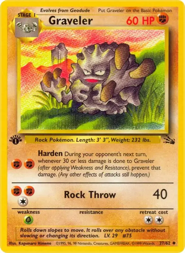 Graveler [1st Edition] - Pokemon Fossil #37