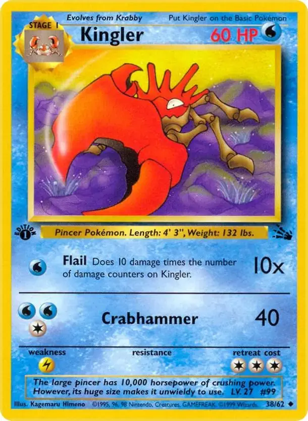 Kingler [1st Edition] - Pokemon Fossil #38