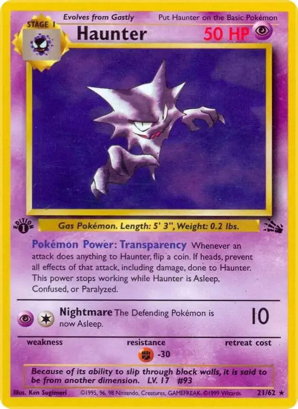 Haunter [1st Edition] - Pokemon Fossil #21