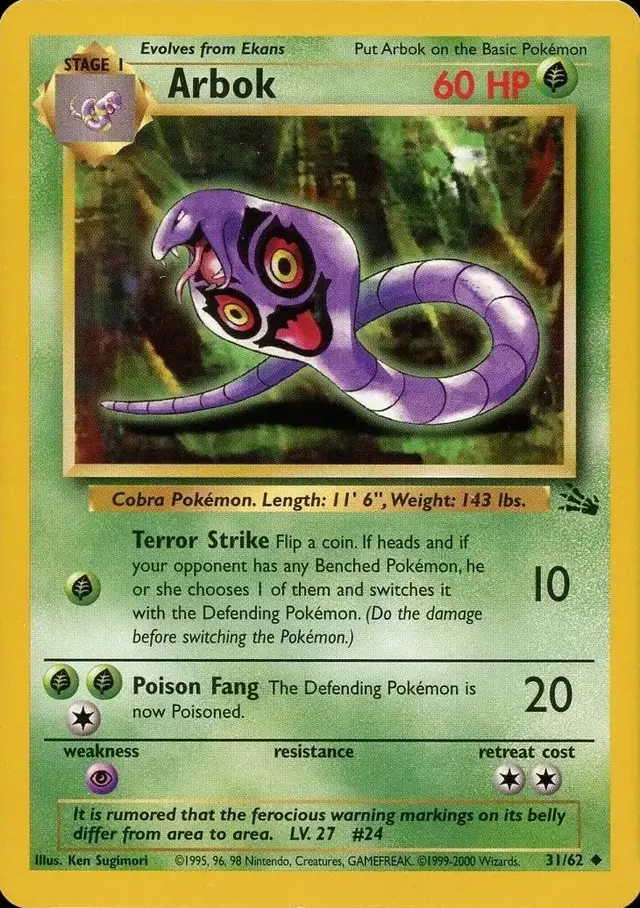 Arbok [1999-2000] - Pokemon Fossil #31
