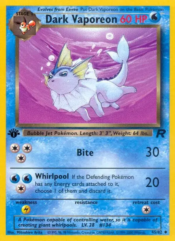 Dark Vaporeon [1st Edition] - Pokemon Team Rocket #45