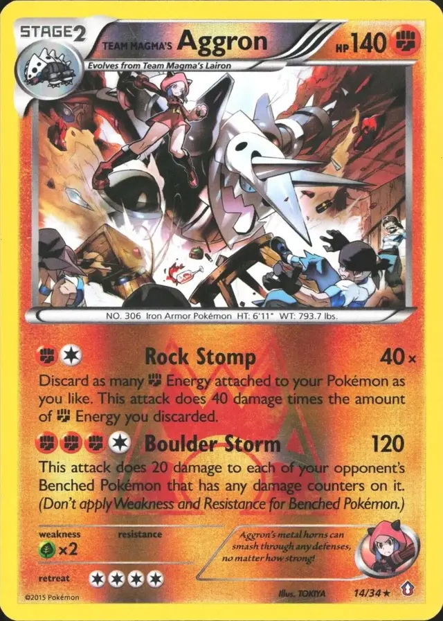 Team Magma's Aggron [Reverse Holo] - Pokemon Double Crisis #14