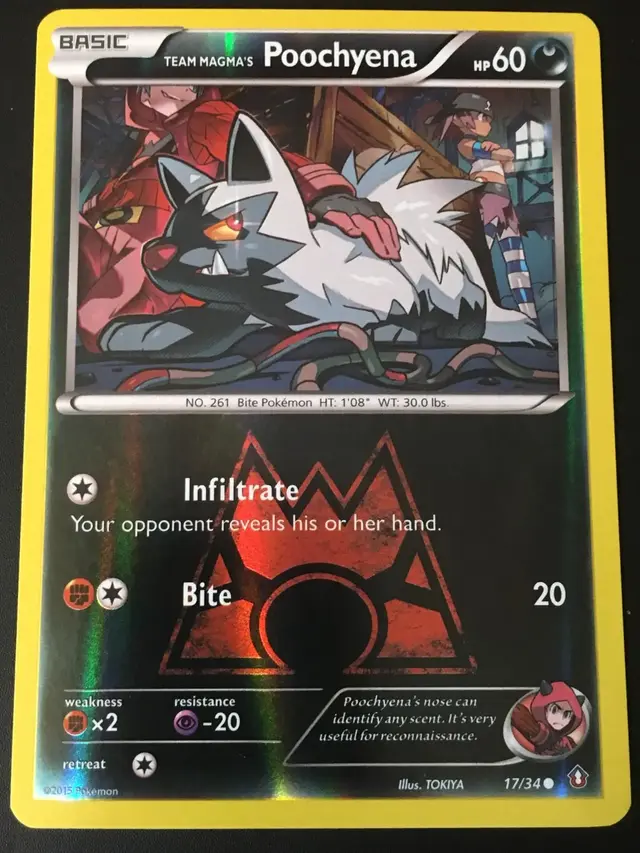 Team Magma's Poochyena [Reverse Holo] - Pokemon Double Crisis #17
