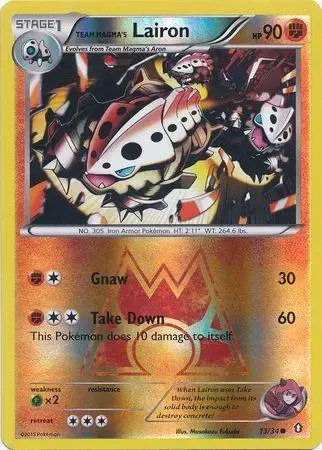 Team Magma's Lairon [Reverse Holo] - Pokemon Double Crisis #13