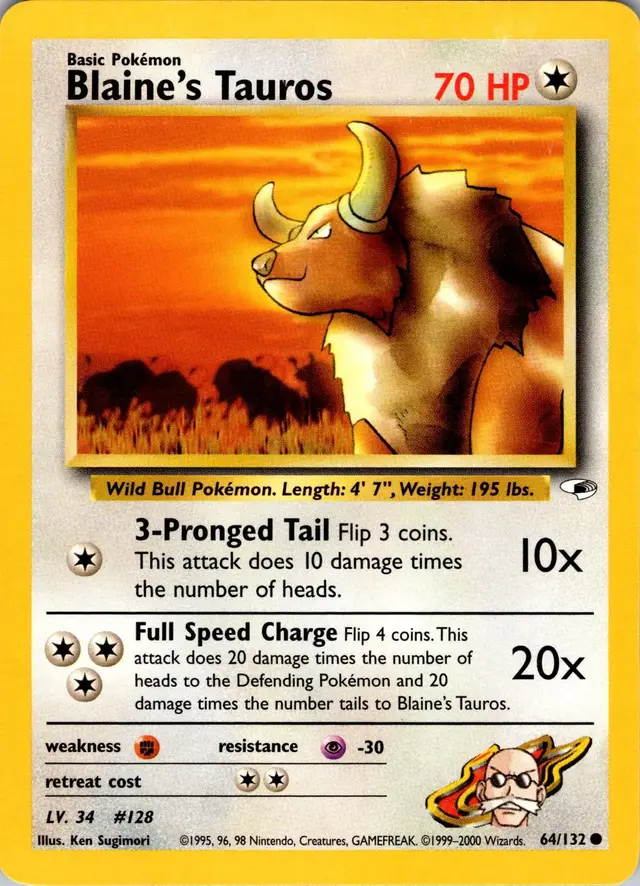 Blaine's Tauros - Pokemon Gym Heroes #64