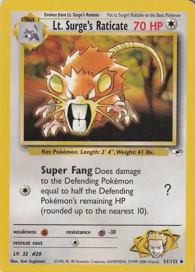 Lt. Surge's Raticate - Pokemon Gym Heroes #51