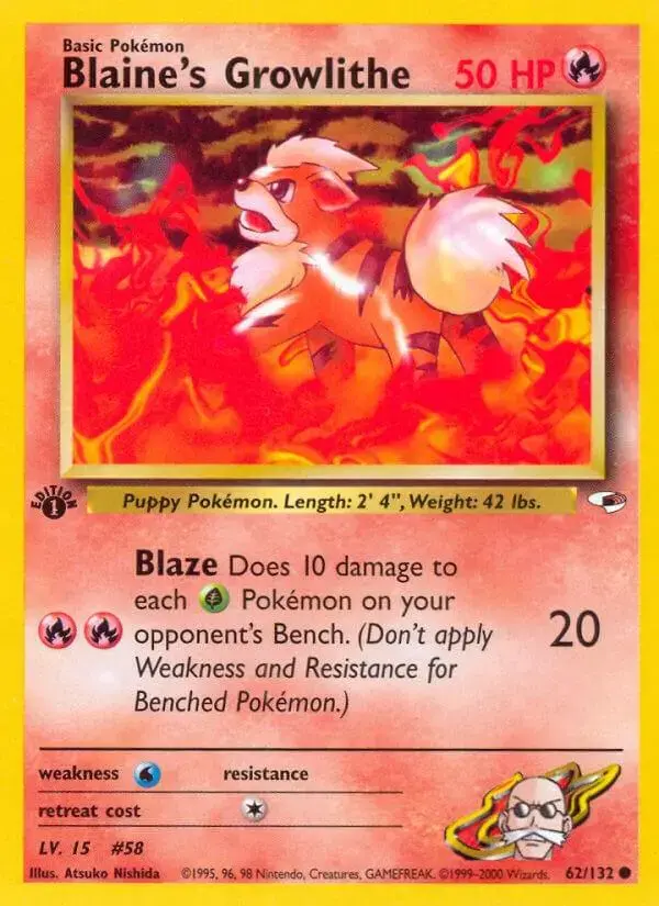 Blaine's Growlithe [1st Edition] - Pokemon Gym Heroes #62