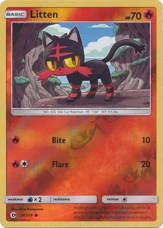 Litten [Reverse Holo] - Pokemon Sun & Moon #24