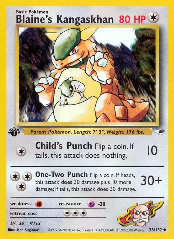 Blaine's Kangaskhan [1st Edition] - Pokemon Gym Heroes #36