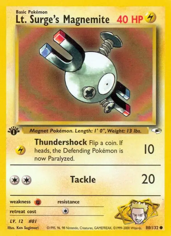 Lt. Surge's Magnemite [1st Edition] - Pokemon Gym Heroes #80