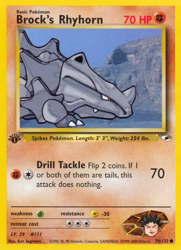 Brock's Rhyhorn [1st Edition] - Pokemon Gym Heroes #70