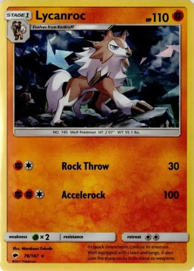 Lycanroc [Cracked Ice] - Pokemon Burning Shadows #76