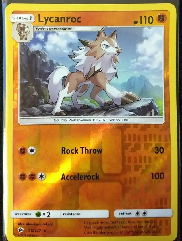 Lycanroc [Reverse Holo] - Pokemon Burning Shadows #76