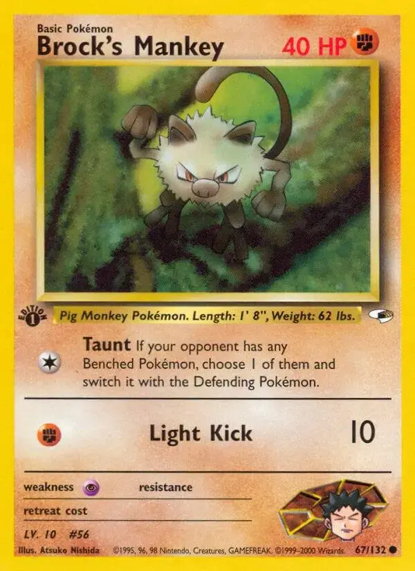 Brock's Mankey [1st Edition] - Pokemon Gym Heroes #67