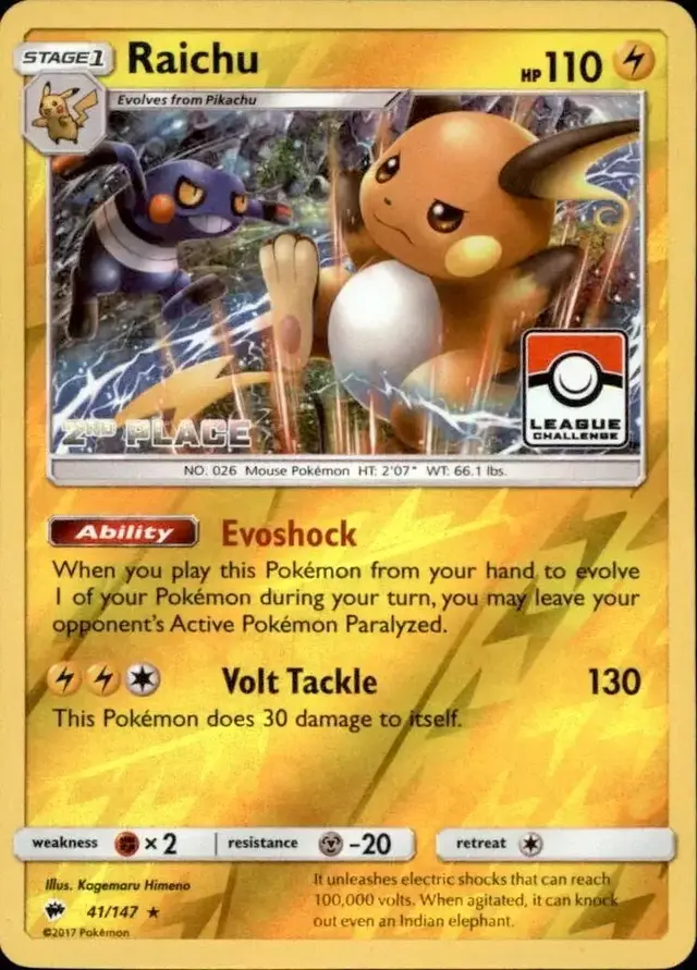 Raichu [2nd Place League] - Pokemon Burning Shadows #41