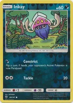 Inkay [Reverse Holo] - Pokemon Burning Shadows #89