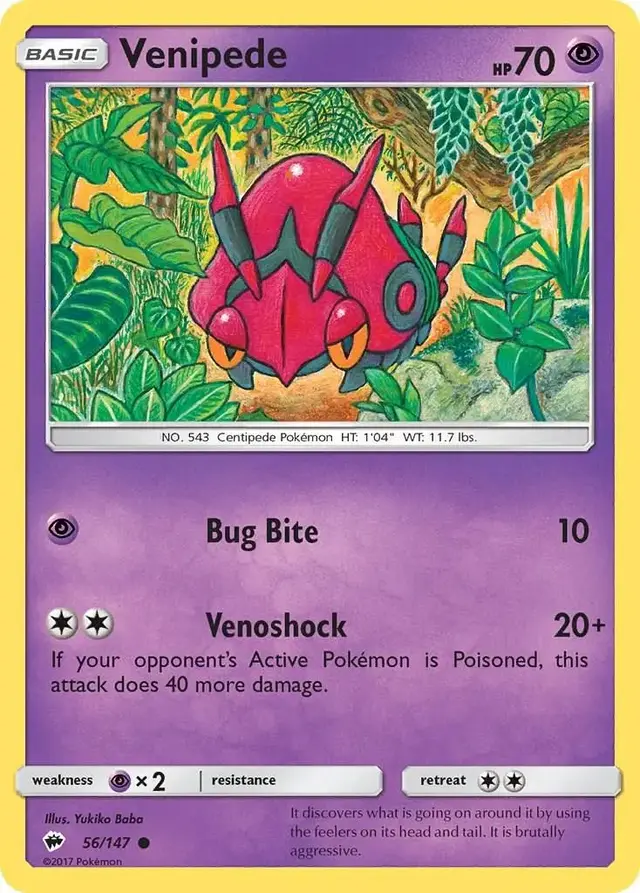 Venipede - Pokemon Burning Shadows #56