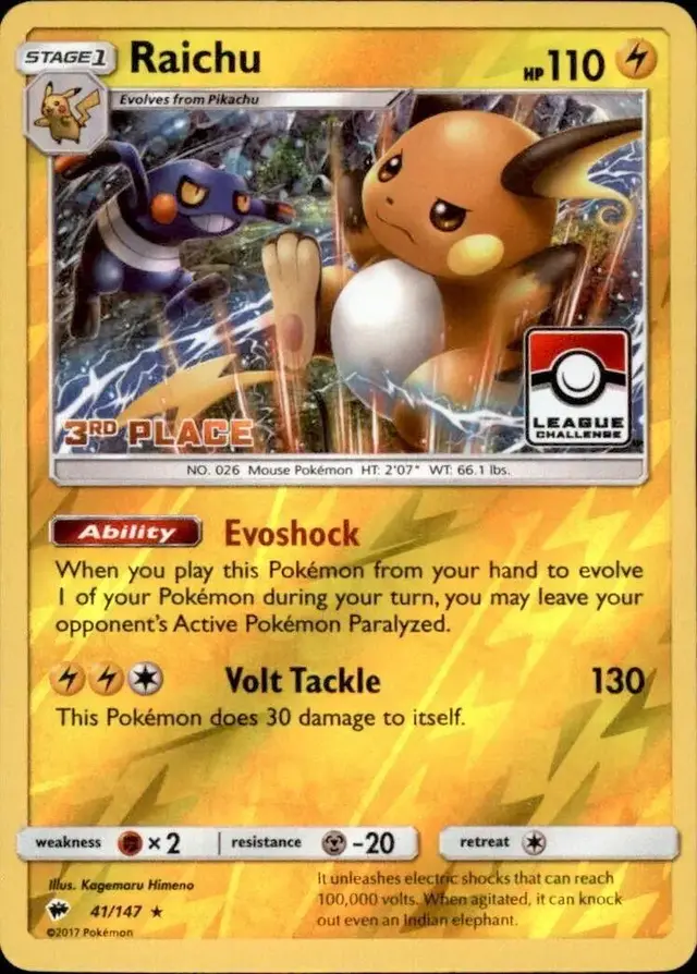 Raichu [3rd Place League] - Pokemon Burning Shadows #41