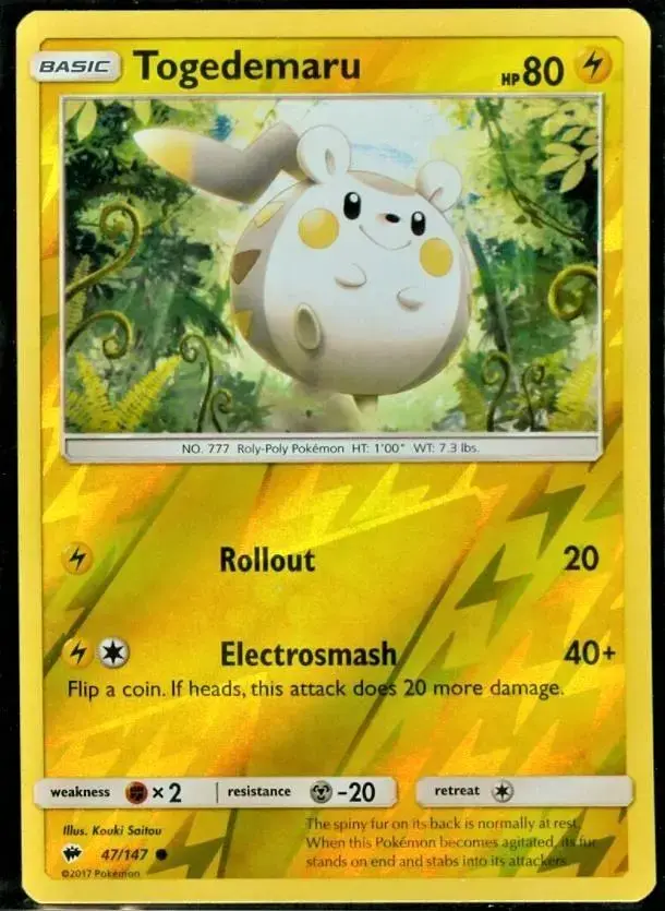 Togedemaru [Reverse Holo] - Pokemon Burning Shadows #47