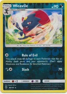 Weavile [Reverse Holo] - Pokemon Burning Shadows #86