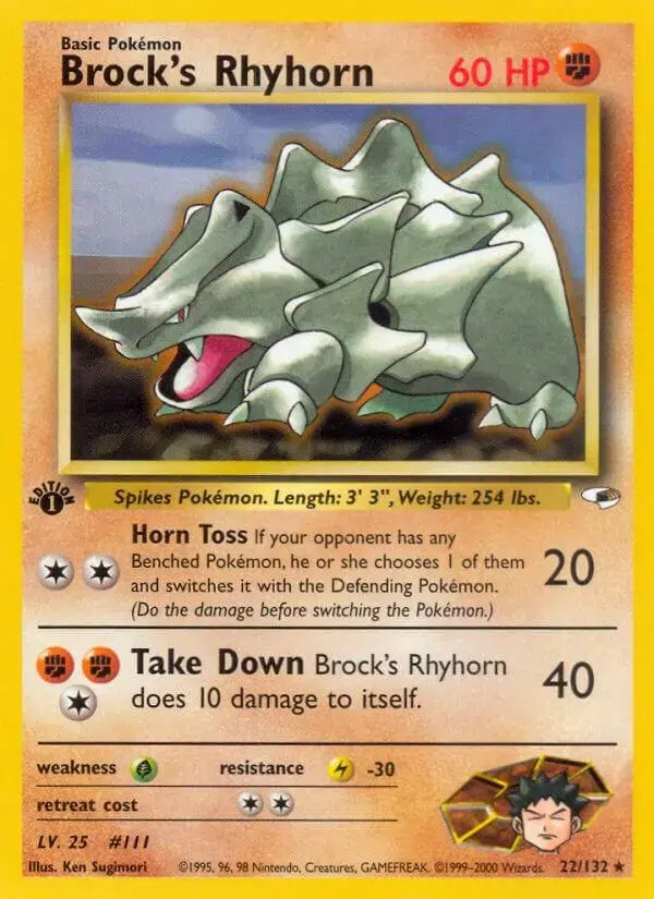 Brock's Rhyhorn [1st Edition] - Pokemon Gym Heroes #22