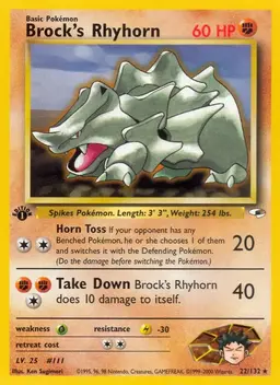 Brock's Rhyhorn [1st Edition] - Pokemon Gym Heroes