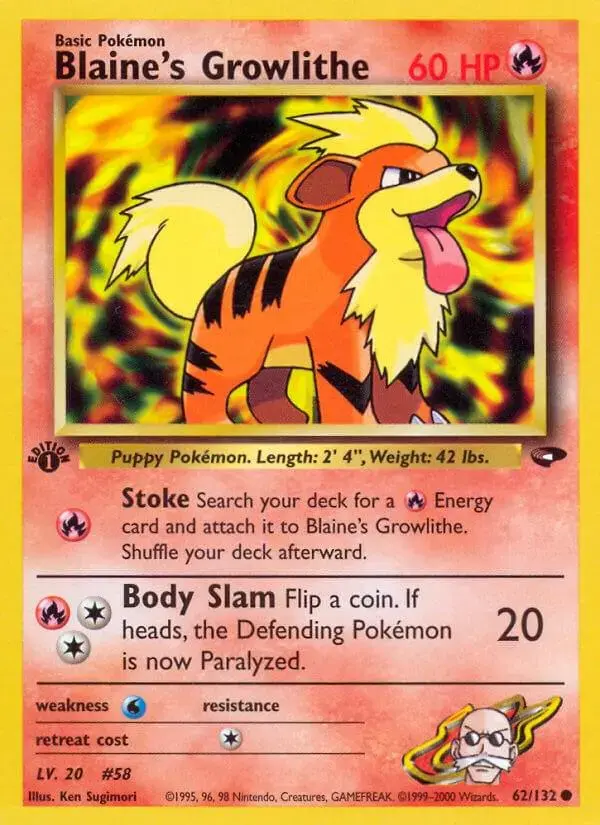 Blaine's Growlithe [1st Edition] - Pokemon Gym Challenge #62