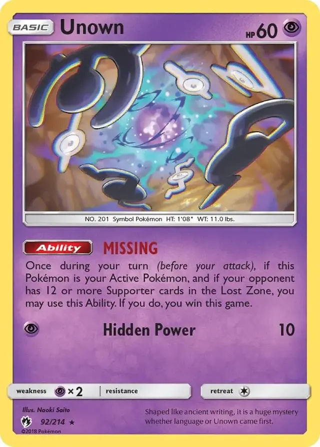 Unown - Pokemon Lost Thunder #92
