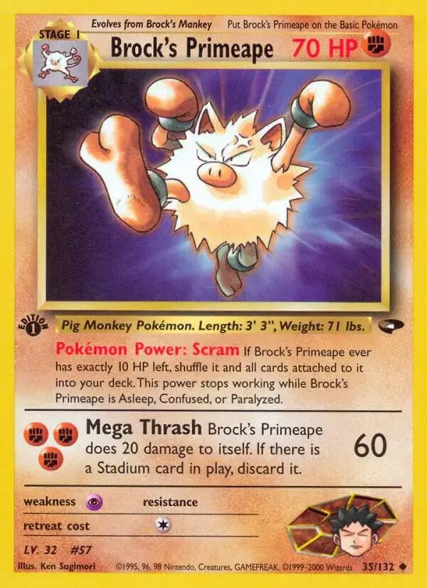 Brock's Primeape [1st Edition] - Pokemon Gym Challenge #35