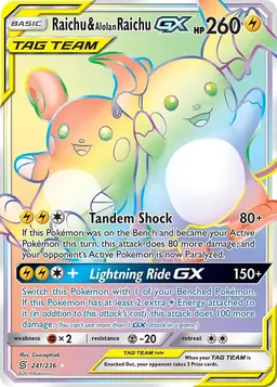 Raichu & Alolan Raichu GX 241 - Pokemon Unified Minds