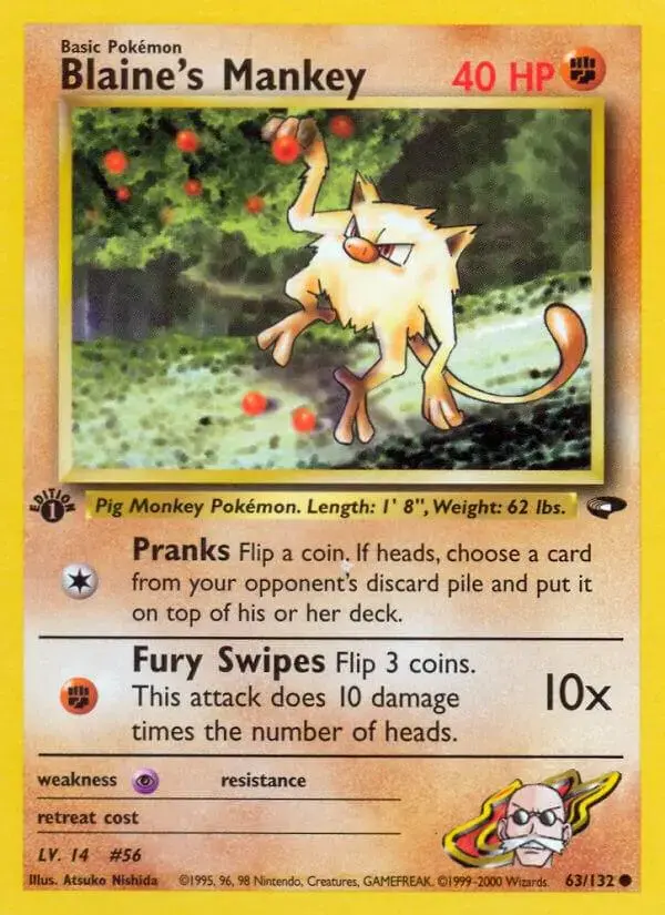 Blaine's Mankey [1st Edition] - Pokemon Gym Challenge #63