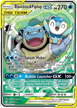 Blastoise & Piplup GX #215 - Pokemon Cosmic Eclipse