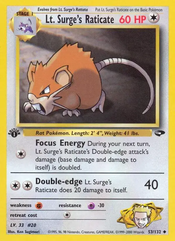 Lt. Surge's Raticate [1st Edition] - Pokemon Gym Challenge #53