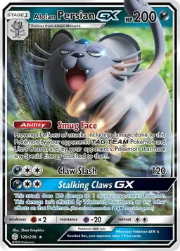 Alolan Persian GX 129 - Pokemon Cosmic Eclipse