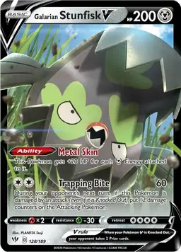 Galarian Stunfisk V 128 - Pokemon Darkness Ablaze