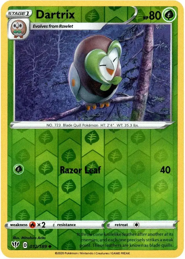Dartrix [Reverse Holo] - Pokemon Darkness Ablaze #12