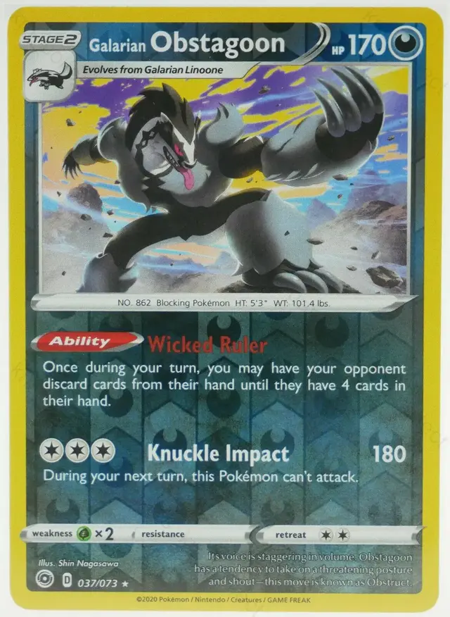 Galarian Obstagoon [Reverse Holo] - Pokemon Champion's Path #37
